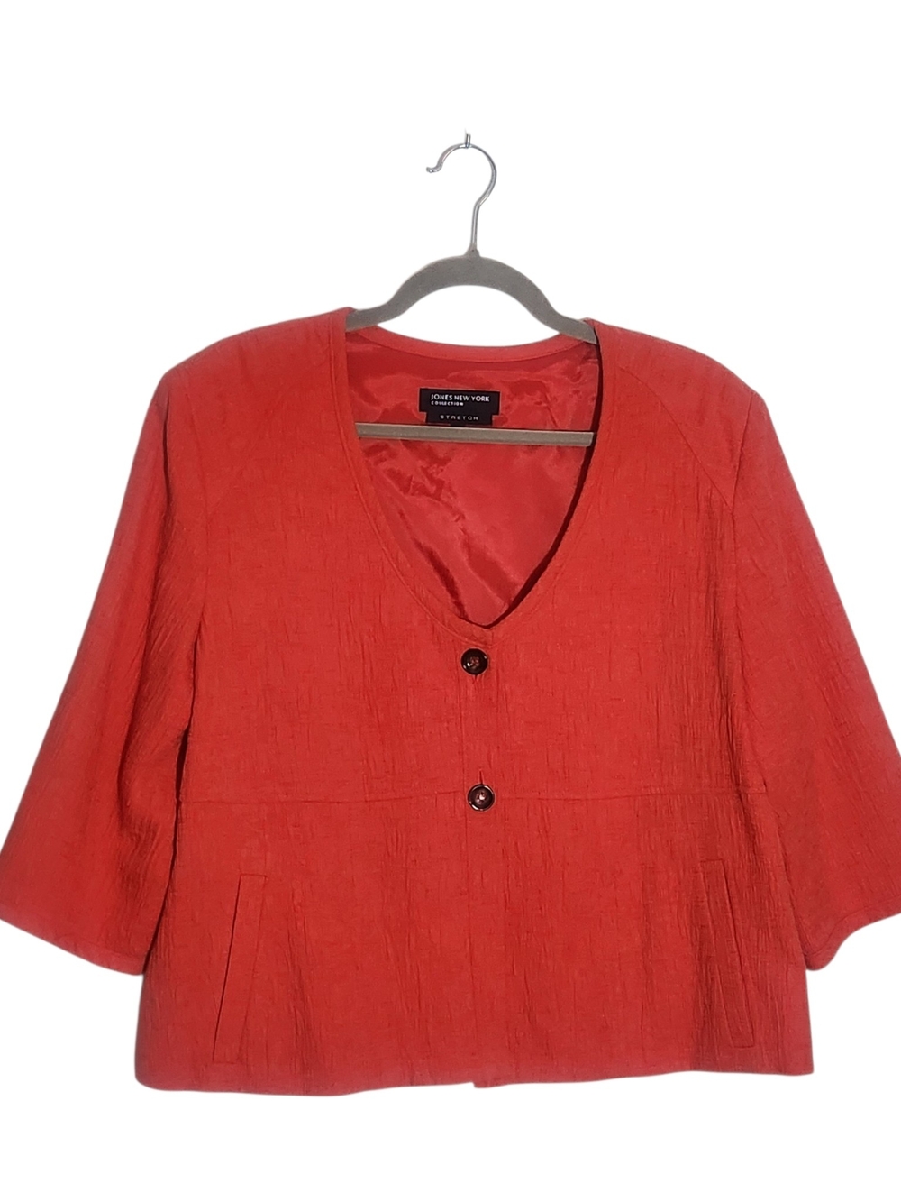 Jones New York Coral Red Textured Blazer Size 16